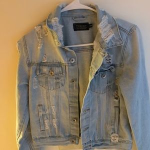 Distressed denim jacket